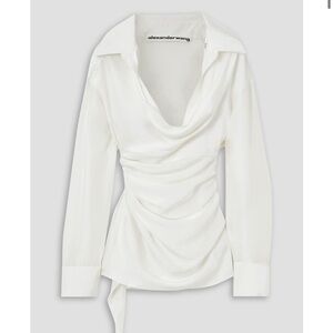 Alexander Wang White Silk Draped Blouse